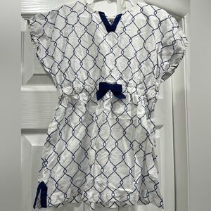 Janie and Jack White and Navy Blue Nautical Print Swim Coverup